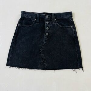 Madewell Black Rigid Denim A Line Skirt 26